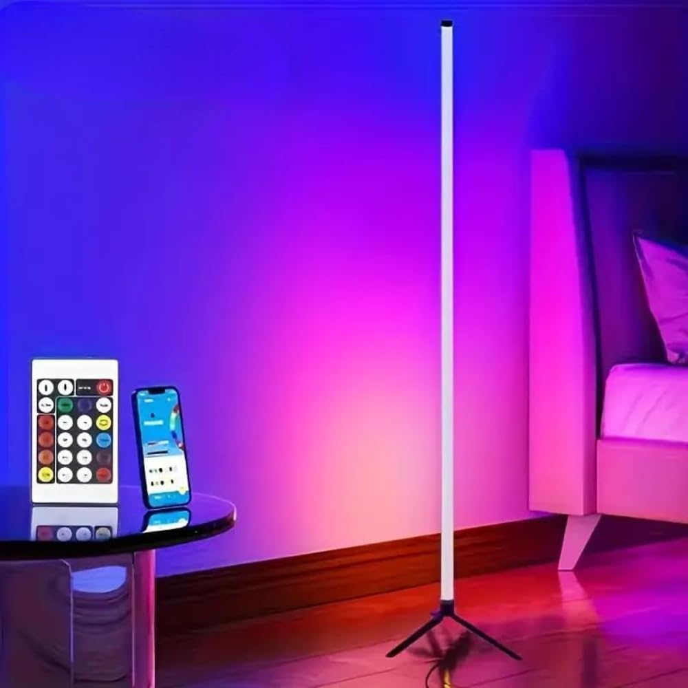 XERGY DIY 360° RGB LED Tube Floor Lamp with Tripod Stand – App/Button & Remote Control, Dimmable Multicolor Ambient & Mood Light for Bedroom, Gaming & Home Decor (5V, USB Powered)-image-43