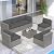 Crownland 7-Pieces Outdoor Patio Furniture Sets, All-Weather Grey Wicker Rattan Sectional Sofa, Modern Glass Coffee Table and Washable Seat Cushion with YKK Zipper (Grey)
