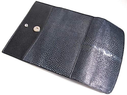 Julie Genuine Real Polished Stingray Skin Leather Clutch Black Wallet4