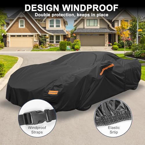 Image of X AUTOHAUX Car Cover for Chevrolet Corvette C8 Aluminum Film Outdoor Waterproof Sun Rain Snow Hail Protection with Driver Door Zipper