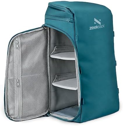 Zeeksack The Organizer 30L, Petrol - Handgepäck-Rucksack 16" Laptopfach | 2 Verstellbare Trenner, RFID-Schutzfach, Deckelfach, Netzfächer, Flaschenfach, Seitlicher Zugang, Trolleyb