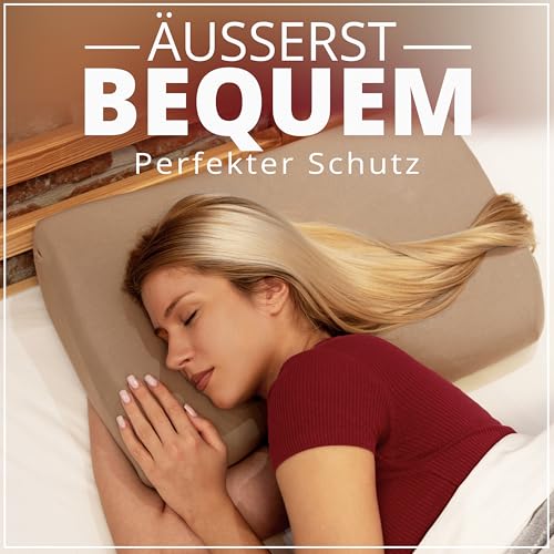 Luxoon Kissenbezug für Gesundheitskissen – 95% Baumwolle / 5% Elasthan, Atmungsaktiv und Hautfreundlich, Waschbar, Für Komfort und Hygiene 1er Pack 30-45 x 50-65 cm, Sand