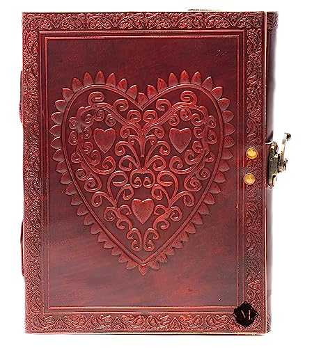 MONTEXOO Celtic Heart Handmade Vintage Large 8'' Embossed Leather Bound Journal With Lock For Men Women Blank pages personal Diary notebook journal gift6 x 8