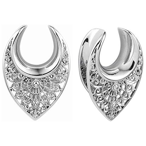 Casvort 2 PCS Saddle Tunnels Ear Hangers Ear Gauges Plugs Stretcher Earring Piercing Body Jewelry 1/2 inch-1 inch (12mm-25mm) Cover