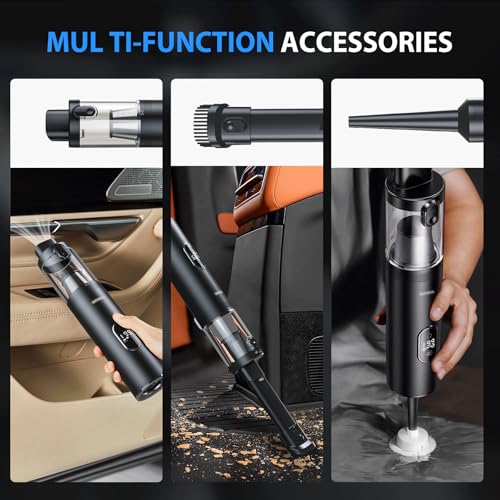 Image of 17000Pa Powerful Cordless Car Vacuum, 4-in-1 Handheld Cleaner for Cleaning, Blowing, Inflating & Pumping with LED Display & Light, Portable Mini Tool for Car, Home, Pet Hair, Office
