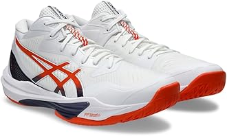 ASICS Men's Sky Elite FlyteFoam Mid Top 3 Volleyball Shoes, 11, White/NOVA Orange