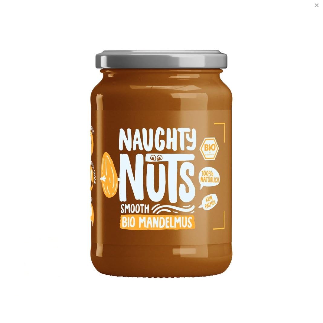 NAUGHTY NUTS Beurre d'Amande Bio LISSE 100% vegan sans huile de palme et sans sucre ajouté - 500g