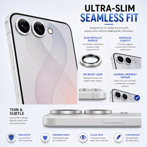 Image of FIRST MART Silver Camera Ring Guard Protector for Samsung Galaxy Z Flip 8 | Tempered Glass with Metal Alloy Rings, HD Clear, Scratch Resistant, Case-Friendly | Pack of 1