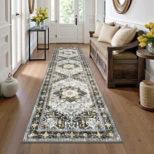 Yamaziot Washable Runner Rug, 2x8 Non-Slip Boho Vintage Hallway Kitchen Rug