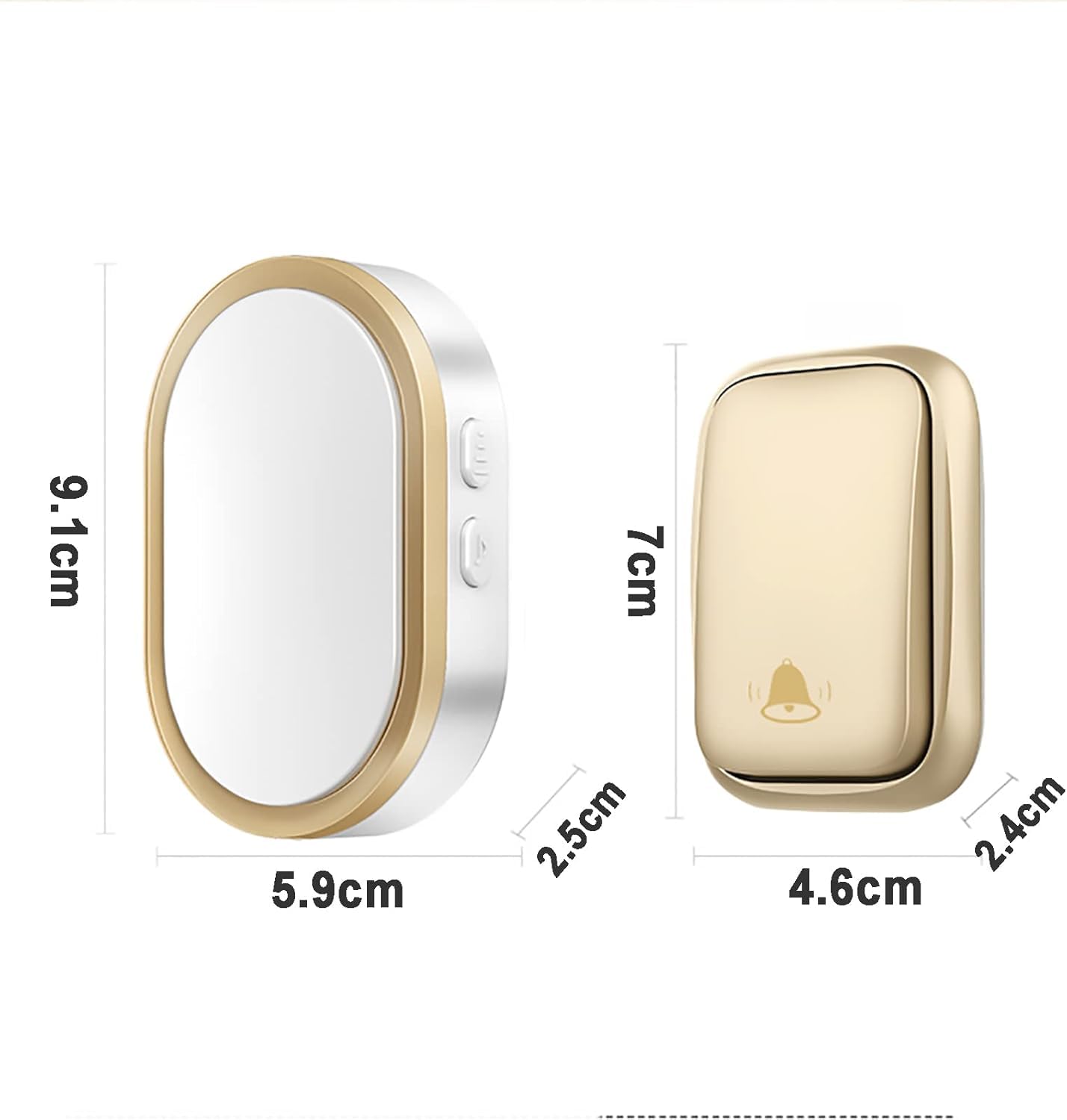 Kit de timbre inalámbrico para puerta, impermeable, con 36 campanillas, 4 niveles de volumen, diseño inalámbrico para casa, oficina, hotel, elegante acabado negro y dorado