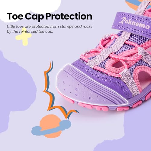 Image of Boys & Girls Sandals Lightweight Closed-Toe Kids Water Shoes for Summer - Athletic Sport Outdoor Beach Sandals for Unisex Child (Toddler /Little Kid) - Blue 4 Toddler