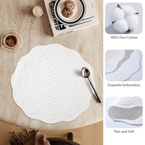 Jogo americano acolchoado com 6 peças, jogo americano extra grande de 35,5 cm, conjunto de 6, tapete