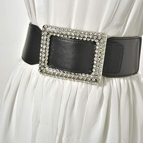 Worry-Free Women's Elastic Stretch Wide Leather Square Buckle Waist Belts for Dress3
