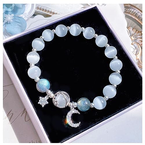 Aktully Crystal Healing Bracelets for Women Moonstone Bracelet Stars Moon Planet Bracelet Crystal Healing Beaded Bracelets Lucky Energy Chakra Beads Bracelet for Women3