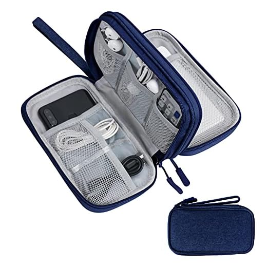 Skycase Electronic Organizer Travel Case - Waterproof Travel Cord Organizer Pouches for Organization, Cable Organizer, All-in-One Double Layers Storage Bag for Accessories, Charger, Cable, Navy