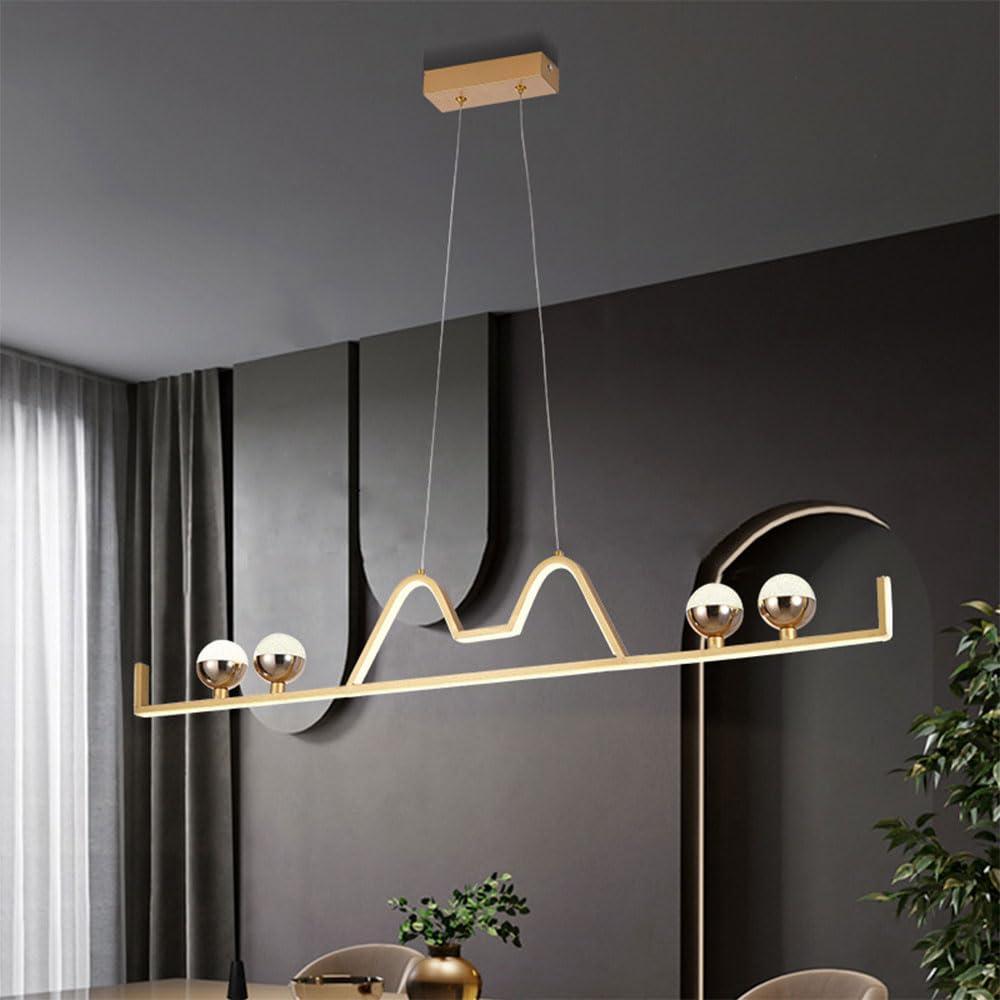 Lampe suspendue de table réglable en hauteur, lustre LED 4000K doré 103 cm