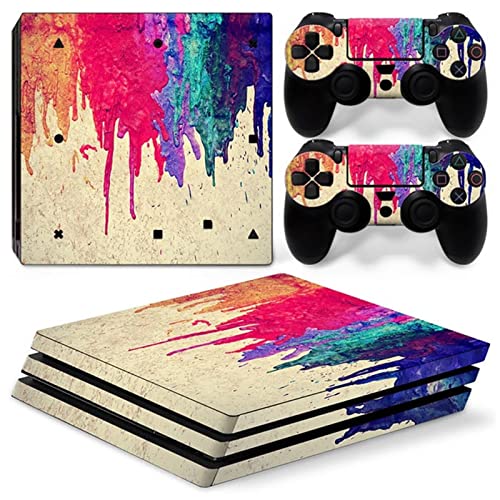 FXCON Para PS4Pro Skin Consola Controladores Pegatinas Vinilo para PS4Pro Decal Wrap Cover Skin Completo Durable Resistente Arañazos 82376 Libre Burbujas Cover
