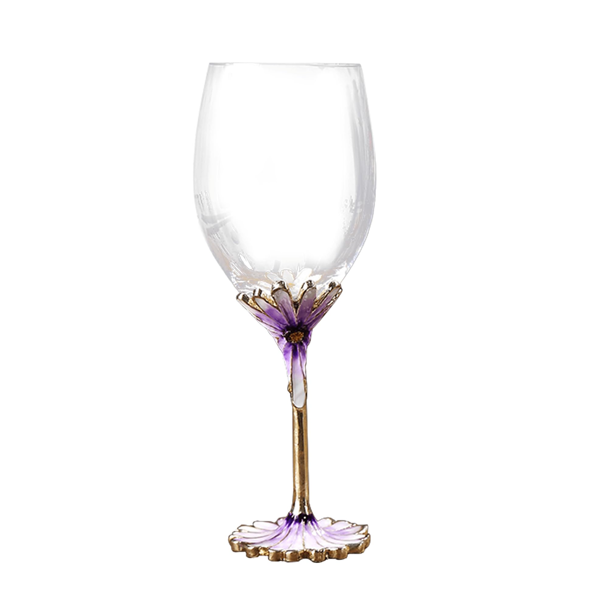 XUDREZ Painted Enamel Flower Lead-Free Wine Glasses,320ml/10.8 OZ Red/White Crystal Wine Glasses Purple