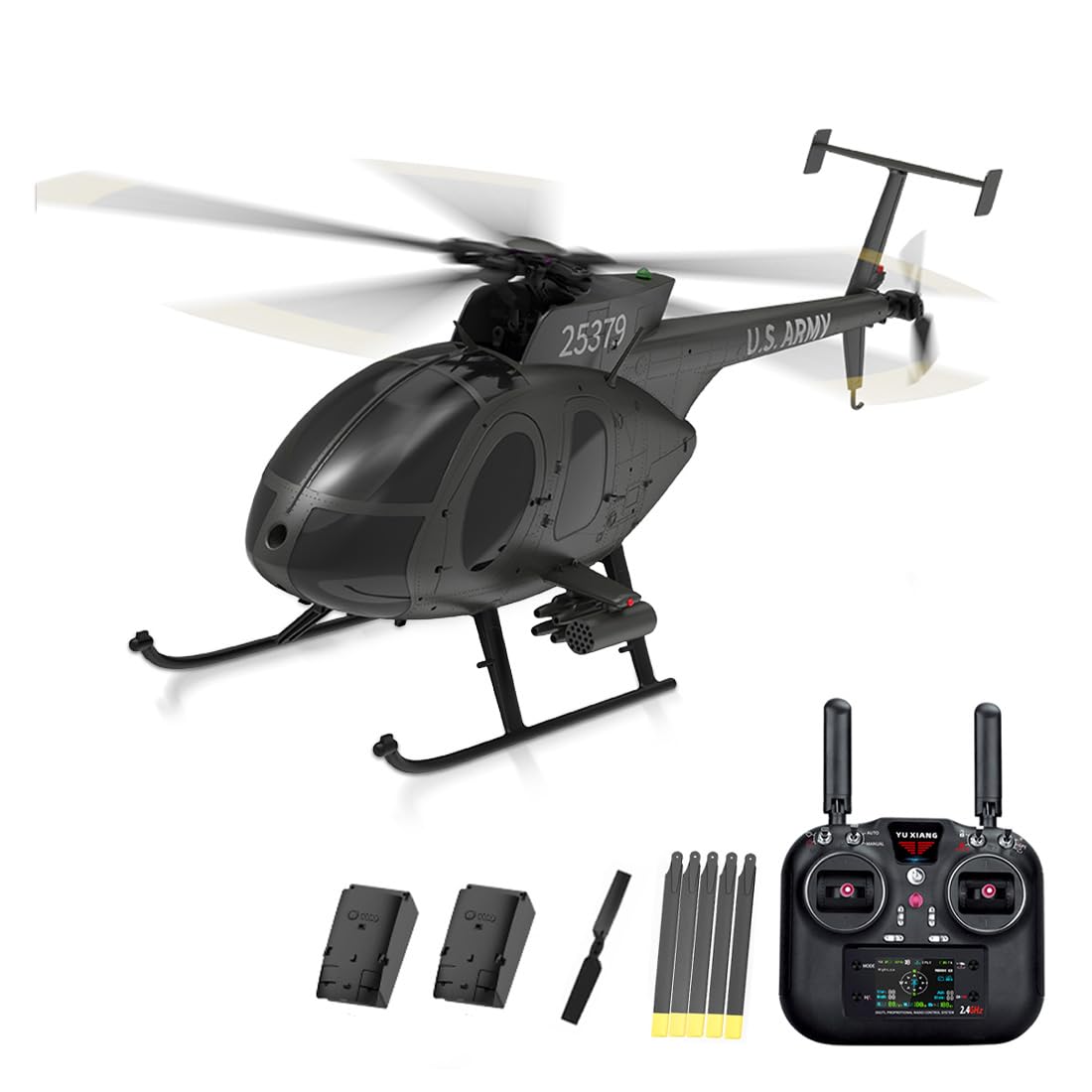 YUXIANG F119S MD500 GPS RC Hubschrauber, 1/16 Maßstab 9CH 2.4G Flybarless Little Bird Flugzeug mit Optical-Flow, 6G/3D Flugmodi & Brushless Motor – RTF für Fortgeschrittene Spieler