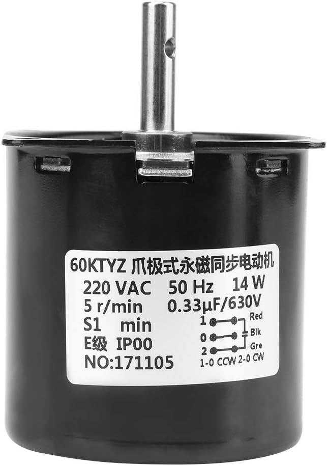 AC Synchronous Motor 60KTYZ Gear Box Replacement 220V for Electric Advertisement Screen Machine(5R/Min)