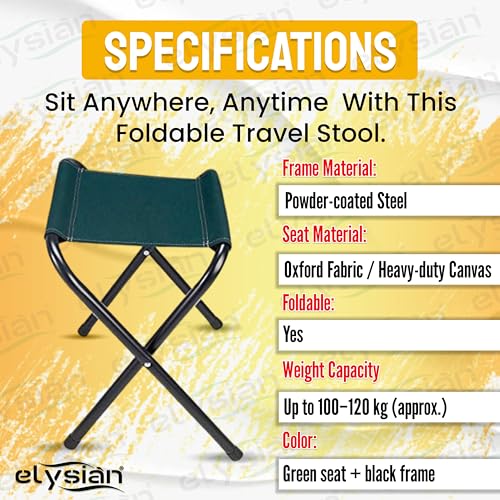 Image of Inditradition Polyester Foldable Picnic & Travel Stool | Ideal for Both Adults & Kids (Green), 33 x 33 x 3 Cm