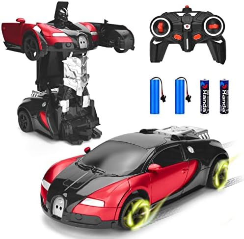 Ursulan Transforming RC Car Remote Control Car with One Key Transformation, 2022 New Upgrade Deformed Robot for Kids Rechargeable Cars for Boys Age 6-10, for Boys and Girls (Red)