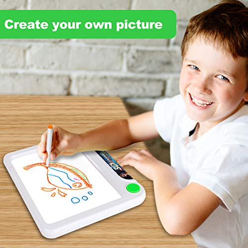 3D Tracing Drawing Board Pad Tablet Educational Learning Toys Creative Writer Doodle Art Easel Set with Liquid Chalk Marker Indoor Play Gift for KindergartenToddlers Boy Girl Kids Age 3 4 5 Years Old