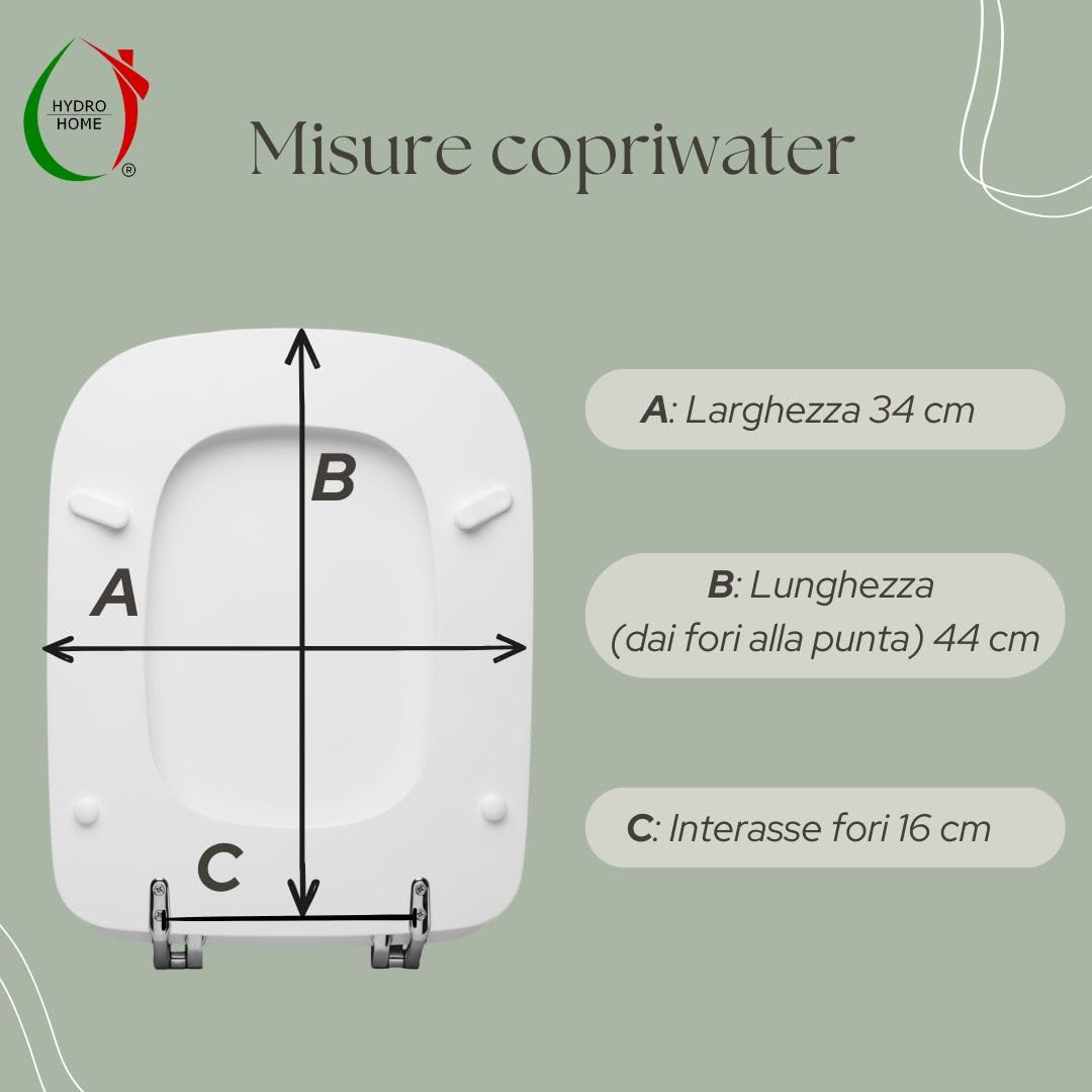 HYDRO HOME Copriwater Compatibile con Ideal standard CONCA, Tavoletta WC in legno verniciato, cerniere incluse, Sedile WC Resistente, Chiusura Classica, Montaggio rapido (BIANCO EUR)