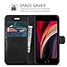 TUCCH Case Wallet for iPhone SE 2022/ iPhone 7/8/iPhone SE 2020, PU Leather 3 Card Slots Stand Magnetic Flip Folio Cover TPU Shockproof Inner Shell, Black