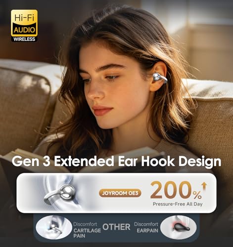 Image of King Lucky Next-gen Clip on Earbuds Open Ear Wireless Bluetooth 6.0 Headphones with Mic,50H Play,ENC,IPX5 Waterproof,Sports Ear Buds,Comfortable for Small Ears&Fitness,Run (Silver, Standard)