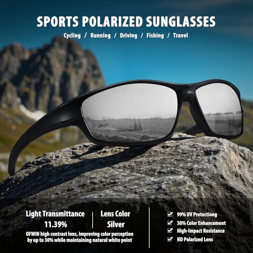 Image of Polarized Sports Sunglasses for Men Women Driving Cycling Fishing Wrap Around Sun Glasses UV400 Protection