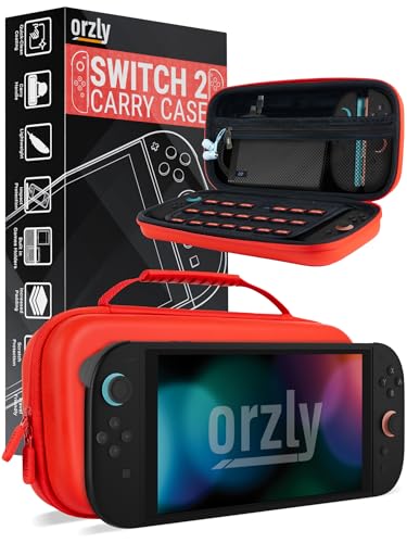 Image of Orzly Case Compatible with Nintendo Switch 2 - Protective Travel Carry Case with Screen Padding, Game Card & microSD Slots, Zipped & Open Pockets for Accessories - 7.9 inch Gift Boxed