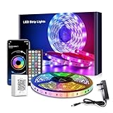 Mexllex LED Strip Lights 5m, RGB Color Changing Led Strip 5m with Remote Control, Music Sync Led Lights for Bedroom Kids Room Ceiling Kitchen Party