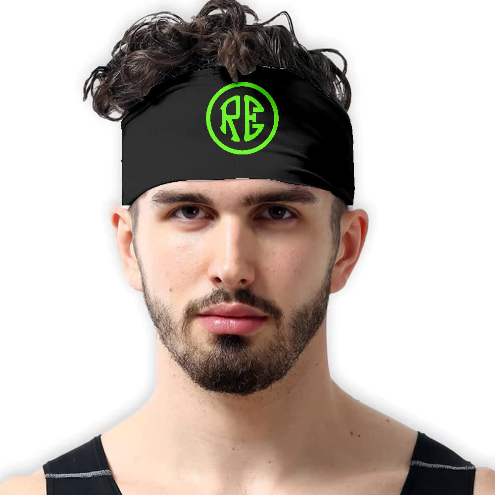 Re Logo Headband for Men Wicking Workout Sweatbands for Running/Gym/Yoga/Cycling/Bike Riders/Tennis/Cricket Other Sports (Green)-image-7