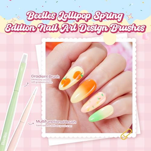 Image of Beetles Nail Art Brushes 6pcs - Sweet Swirl Nail Art Tools Liner Brushes for Nails Dotting Tool Gradient French Manicure Design Pen with Floral Palette, Brush Holder, DIY Gift for Women