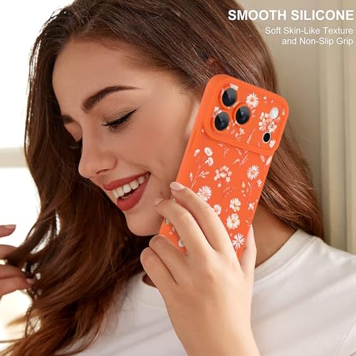 Image of ZIYE for iPhone 17 Pro Max Case Orange Flower Pattern Phone Case