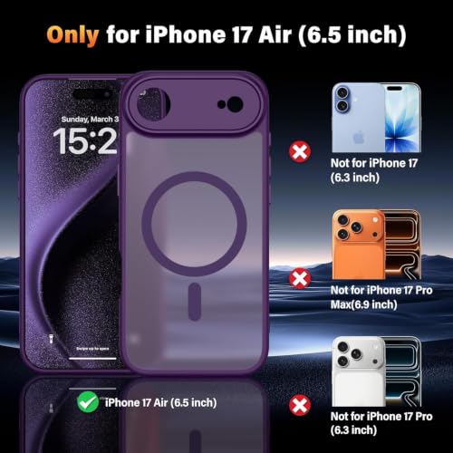 Image of VONZEE Compatible with iPhone 17 Pro Case (6.3 Inch), Hybrid Transparent PC + TPU Cover, Military Grade Shockproof Protective Case, Anti-Yellow Scratch Resistant, Non-Slip Full Body Protection, Grey