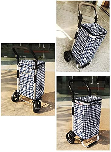 XQMY Ultraleichter Einkaufswagen/Tragbarer Faltbarer Trolley mit 2 Rädern, wasserdichter Einkaufstrolley aus Oxford… – Bild 4