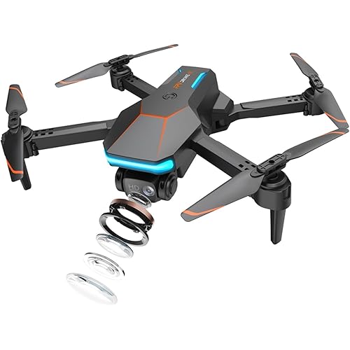 Drone with Camera, 1080P FPV Foldable Drone with Stable Altitude Hold, Gravity Control, Trajectory Flight, 90° Adjustable Lens, One Key Take Off, 2 Batteries, Drones for Adults Beginner