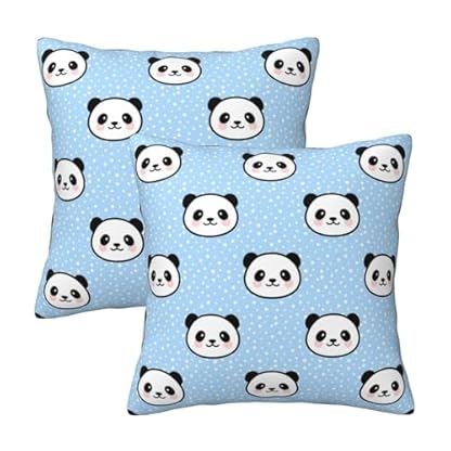 2 Stücke Throw Kissenbezüge Niedliche Tiere Panda Dekokissen Bedruckt Zierkissenhülle Reißverschluss Throw Kissenbezüge Für Sofa, Auto, Schlafzimmer, 45X45Cm