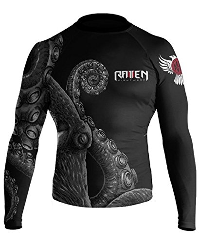 Raven Fightwear Men's Kraken Octopus IBJJF Approved Rash Guard White