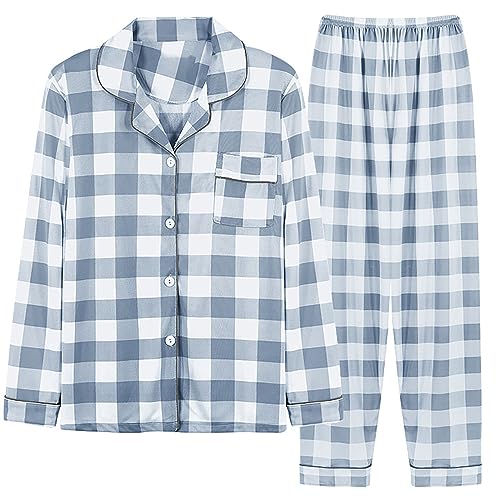 Image of Button Up Pyjamas For Women Petite - Womens Loungewear Sets Uk Clothing Set - SleepwearSets Nightdresses & Nightshirts Ladies Night Shirts Uk Nightwear Cotton Softy Pyjama Set Loungewear Sets Size 18