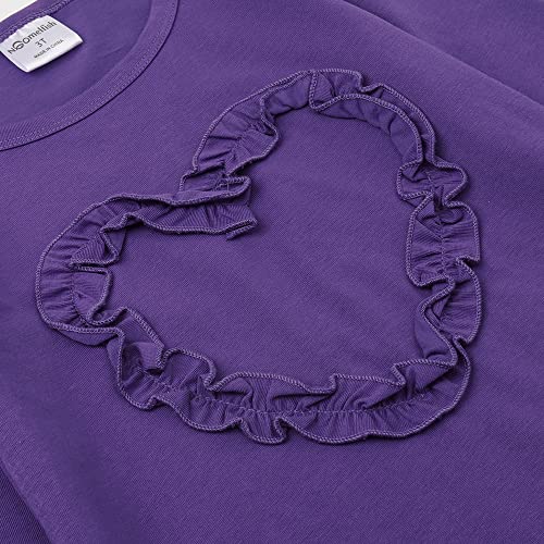 Noomelfish Girls Ruffle Heart T-Shirts Cute Long Sleeve Tee Tops (4-12 Years)4