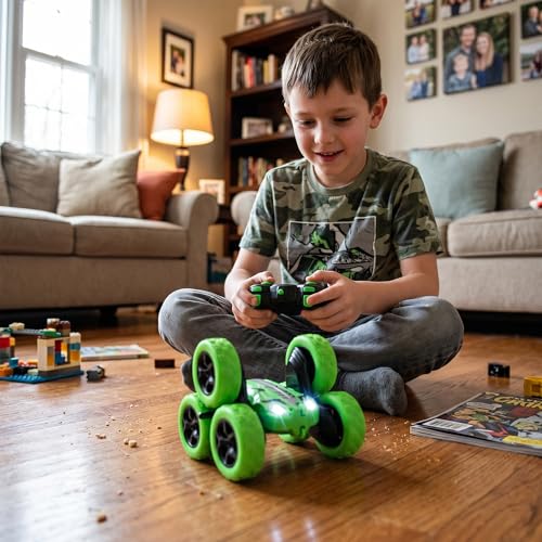 Image of Amazon Brand - Jam & Honey Off Roader Rechargeable Remote Control Monster Truck Car with LED Headlights, Type-C Charging, Anti-Skid Tyres, 120 Ft Range | 2.4GHz Remote Controller - Green (MT1624)
