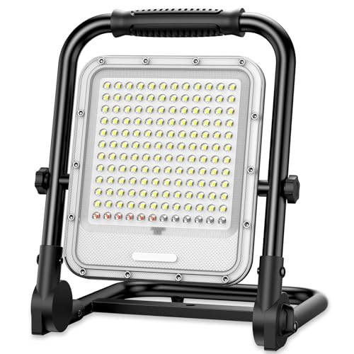 JADIDIS Led Baustrahler Akku 4 Modi Arbeitsleuchte 32000mAh USB-Wiederaufladbar mit 132*COB-Chips, IP66 Wasserdicht Led Strahler, Campinglampe Tragbar für Werkstatt oder Baustelle, Garage