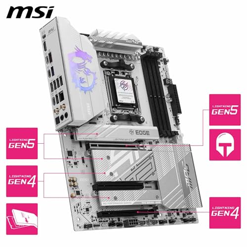 Scheda madre MPG B850 EDGE TI WIFI, ATX, supporta processori AMD Ryzen 9000/8000/7000, AM5-80A SPS VRM, DDR5 Memory Boost (8400+MT/s OC), PCIe 5.0 x16, M.2 Gen5, Wi-Fi 7, 5G LAN - Scheda madre - Immagine 4