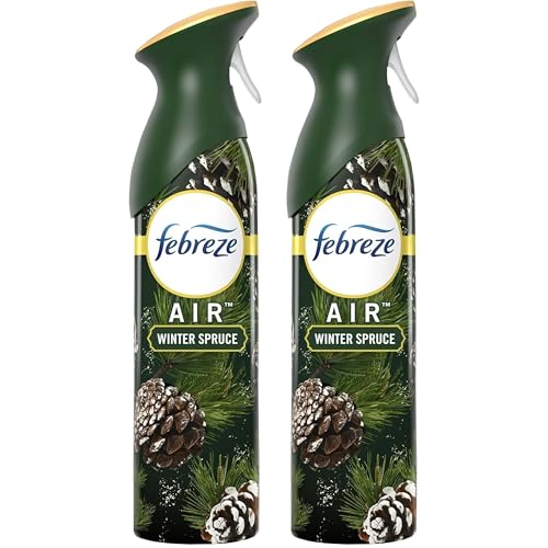 Febreze Air Freshener Winter Spruce, 2 Pack, Christmas Tree Pine Scent, Odor Eliminating Air Freshener Spray for Home and Bathroom, Limited Edition Holiday Collection, 8.8 oz Each