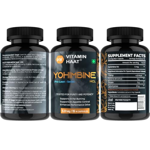 Image of Yohimbine HCL 5mg | Pre Workout for Men & Women | Fasted Cardio, Energy & Focus Support | Active Metabolism & Training Performance Formula | 15 Capsules by VitaminHaat