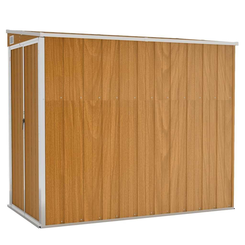 Gerätehaus Gartenschuppen Gartenhaus Garten Schuppen Anbauschuppen Metallgerätehaus Geräteschuppen Wetterfesterfür Fahrrad & Gartengeräte Braun 118x194x178 cm Verzinkter Stahl