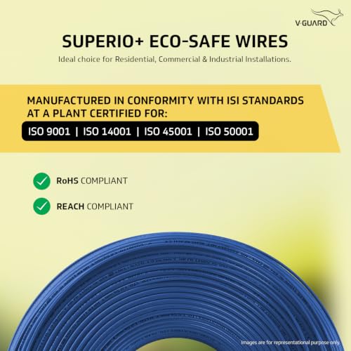 Image of V Guard Superio+ Eco Safe Triple Layered HRFR PVC Wiring Cables (Blue, 1 Sqmm)